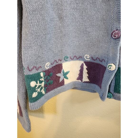 CHRISTOPHER & BANKS Hand Embroidered Button Up Sweater Christmas Winter SZ Small - Picture 5 of 6